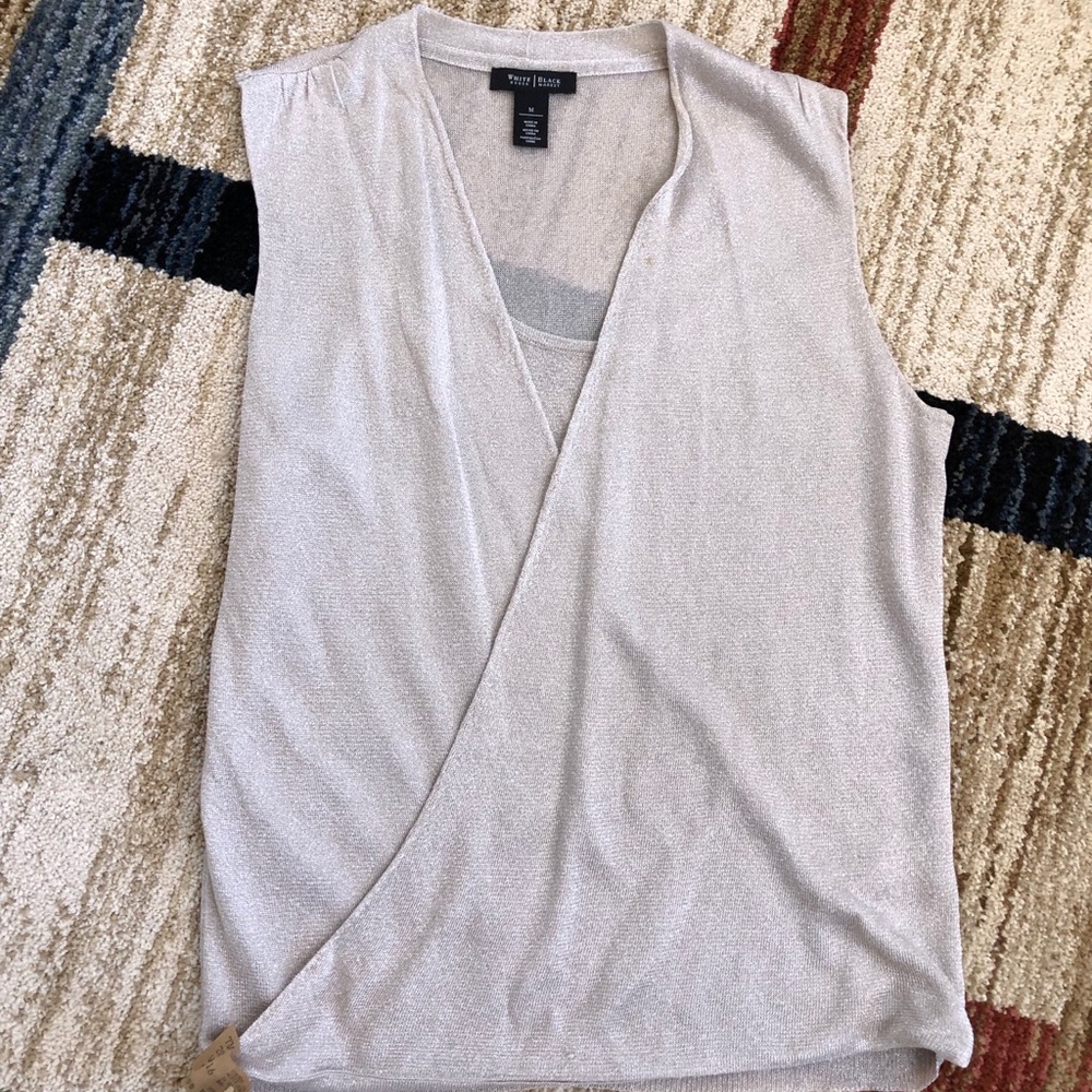 WHBM Gold Shimmer Wrap Sleeveless Top